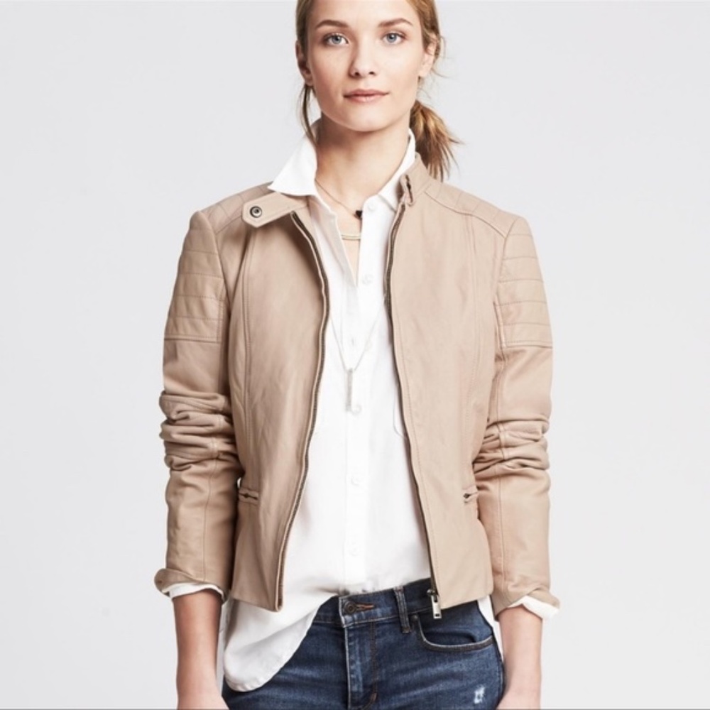 Banana Republic Pink Lambs Leather Jacket - Medium